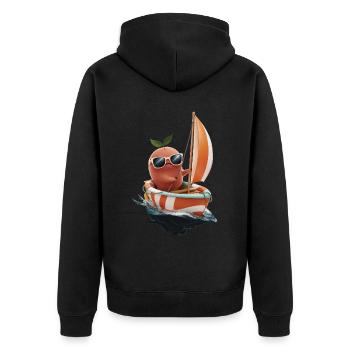 Obst Aprikose Bootfahren Geschenk - Unisex Premium Bio Zip Hoodie - Schwarz - Hinten - Nico (187cm)