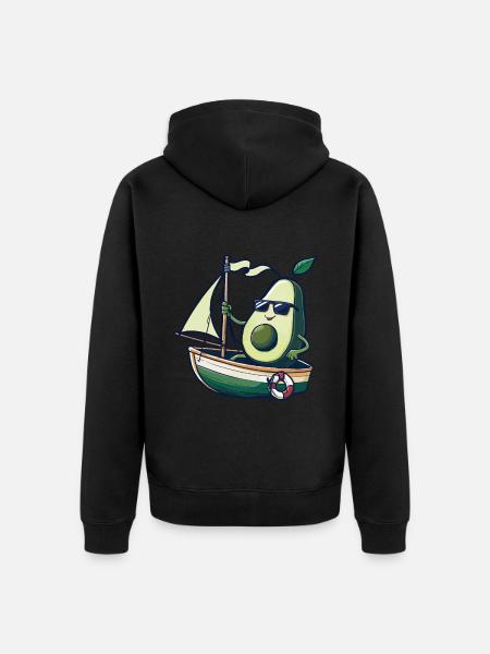 Obst Avocado Bootfahren Geschenk - Unisex Premium Bio Zip Hoodie - Schwarz