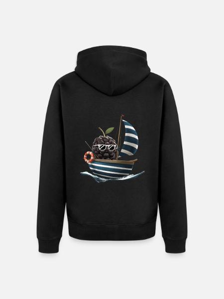 Obst Brombeeren Bootfahren Geschenk - Unisex Premium Bio Zip Hoodie - Schwarz