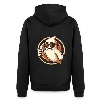 Cool Ghost Gives Proper Respect Halloween Party - Unisex Premium Organic Zip Hoodie - black - Back - Nico (187cm)