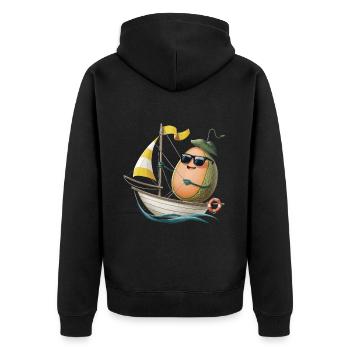 Obstmelone Bootfahren Geschenk - Unisex Premium Bio Zip Hoodie - Schwarz - Hinten - Nico (187cm)