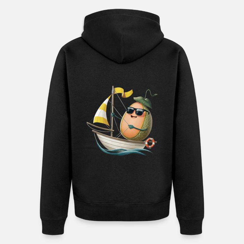 Obstmelone Bootfahren Geschenk - Unisex Premium Bio Zip Hoodie - Schwarz