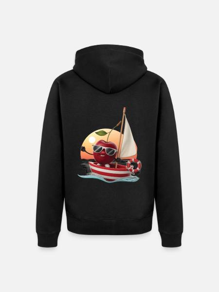 Obst Kirsche Bootfahren Geschenk - Unisex Premium Bio Zip Hoodie - Schwarz
