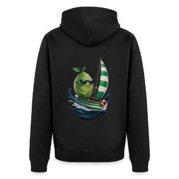 Frucht Limette Bootfahren Geschenk - Unisex Premium Bio Zip Hoodie - Schwarz - Hinten - Nico (187cm)