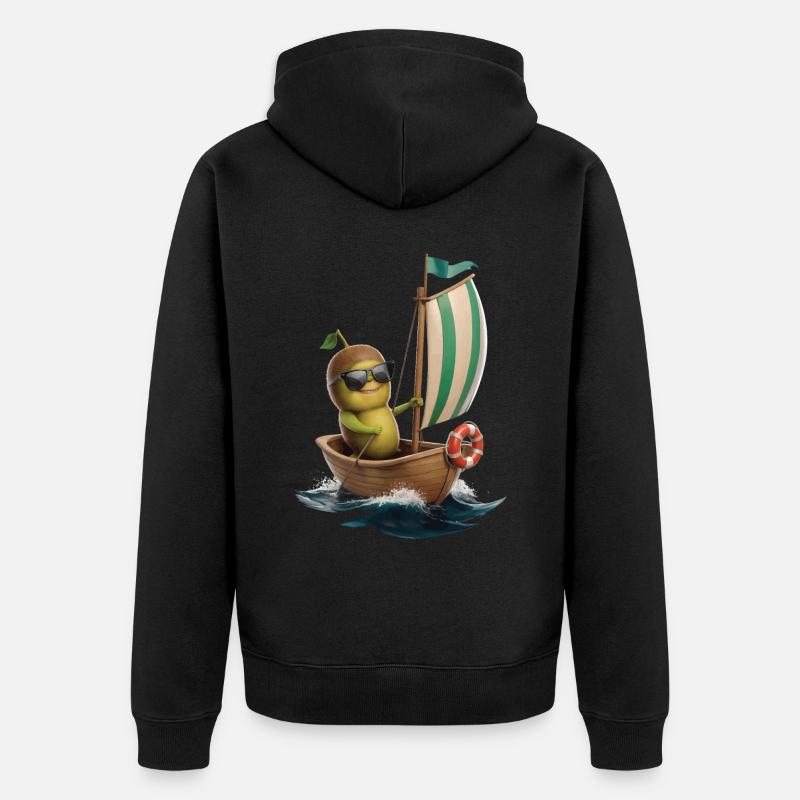 Frucht Kiwi Bootfahren Geschenk - Unisex Premium Bio Zip Hoodie - Schwarz