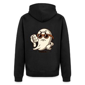 Cool Ghost Gives Thumbs Down Scary Spooky Season - Unisex Premium Organic Zip Hoodie - black - Back - Nico (187cm)