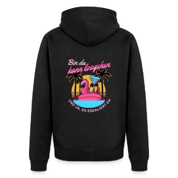 'I'm there can start' Flamingo Girls' Night Out - Unisex Premium Organic Zip Hoodie - black - Back - Nico (187cm)