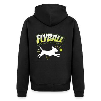 Flyball Canine Sport Agility Parcour Dog - Unisex Premium Bio Zip Hoodie - Schwarz - Hinten - Nico (187cm)
