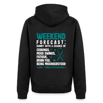 Teal Ribbon Addiction Recovery Awareness - Unisex Premium Organic Zip Hoodie - black - Back - Nico (187cm)