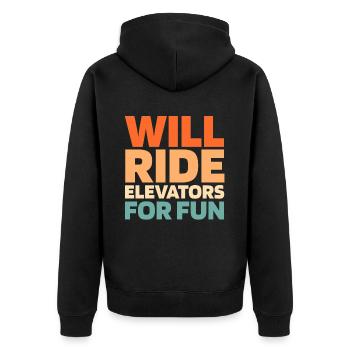 Elevator Elevator - Unisex Premium Organic Zip Hoodie - black - Back - Nico (187cm)