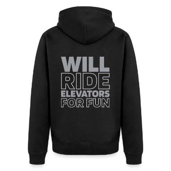 Elevator Elevator - Unisex Premium Organic Zip Hoodie - black - Back - Nico (187cm)