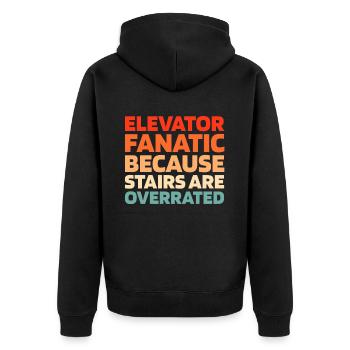 Elevator Elevator - Unisex Premium Organic Zip Hoodie - black - Back - Nico (187cm)