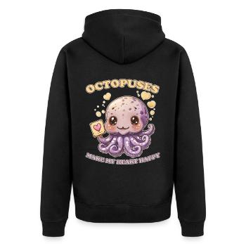 Funny Octopus Cephalopod Squid Gift - Unisex Premium Organic Zip Hoodie - black - Back - Nico (187cm)