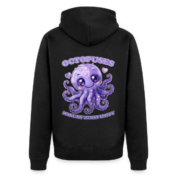 Funny Octopus Cephalopod Squid Gift - Unisex Premium Organic Zip Hoodie - black - Back - Nico (187cm)