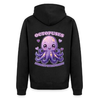 Funny Octopus Cephalopod Squid Gift - Unisex Premium Organic Zip Hoodie - black - Back - Nico (187cm)