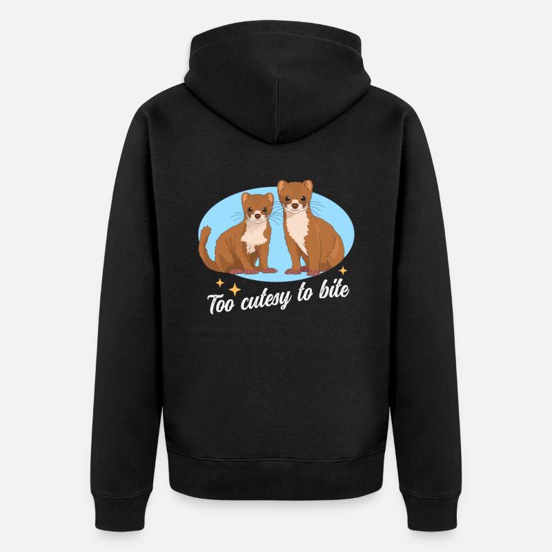 Wiesel Mauswiesel Hermännchen Geschenk - Unisex Premium Bio Zip Hoodie - Schwarz