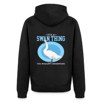 Schwan Schwäne Schwanenliebhaber Geschenk - Unisex Premium Bio Zip Hoodie - Schwarz - Hinten - Nico (187cm)