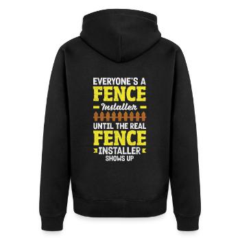 Funny Fence Builder Fence Installer - Unisex Premium Organic Zip Hoodie - black - Back - Nico (187cm)