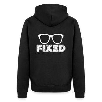 Starre Augenkataraktchirurgie Glaukom - Unisex Premium Bio Zip Hoodie - Schwarz - Hinten - Nico (187cm)