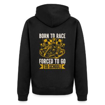 Go Kart Racing Kart -Fahrer -Enthusiast -Kartier - Unisex Premium Bio Zip Hoodie - Schwarz - Hinten - Nico (187cm)