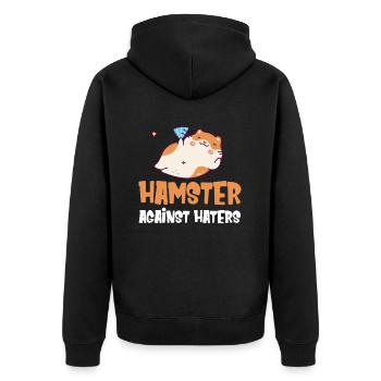 Hamsters vs Haters Cute Rodent Eaters - Unisex Premium Organic Zip Hoodie - black - Back - Nico (187cm)