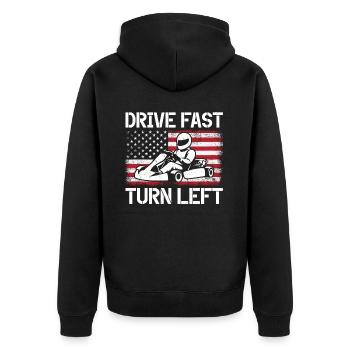 Go Kart Racing Kart -Fahrer -Enthusiast -Kartier - Unisex Premium Bio Zip Hoodie - Schwarz - Hinten - Nico (187cm)