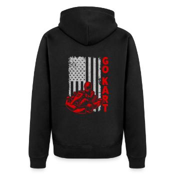 Go Kart Racing Kart -Fahrer -Enthusiast -Kartier - Unisex Premium Bio Zip Hoodie - Schwarz - Hinten - Nico (187cm)