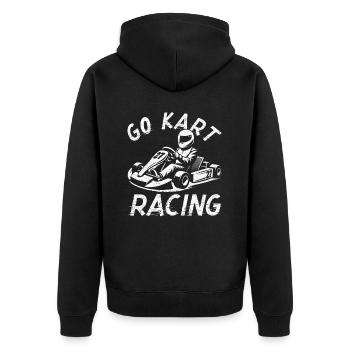 Go Kart Racing Kart -Fahrer -Enthusiast -Kartier - Unisex Premium Bio Zip Hoodie - Schwarz - Hinten - Nico (187cm)