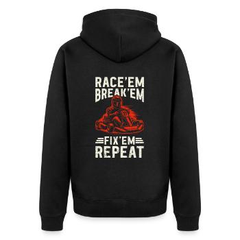 Go Kart Racing Kart -Fahrer -Enthusiast -Kartier - Unisex Premium Bio Zip Hoodie - Schwarz - Hinten - Nico (187cm)