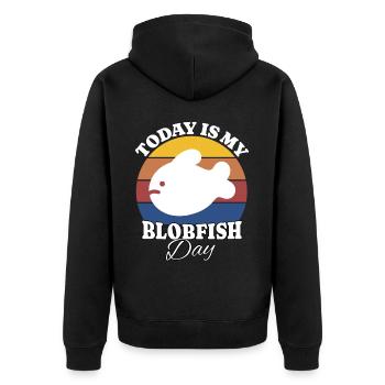 Blobfisch Blobfish - Unisex Premium Organic Zip Hoodie - black - Back - Nico (187cm)