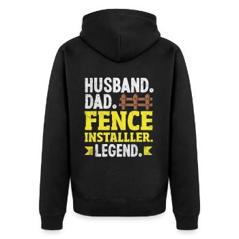 Funny Fence Builder Fence Installer - Unisex Premium Organic Zip Hoodie - black - Back - Nico (187cm)