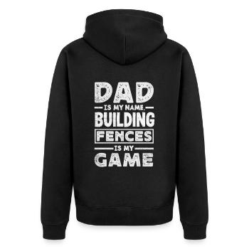Funny Fence Builder Fence Installer - Unisex Premium Organic Zip Hoodie - black - Back - Nico (187cm)