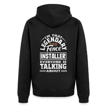 Funny Fence Builder Fence Installer - Unisex Premium Organic Zip Hoodie - black - Back - Nico (187cm)