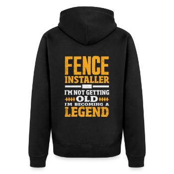 Funny Fence Builder Fence Installer - Unisex Premium Organic Zip Hoodie - black - Back - Nico (187cm)