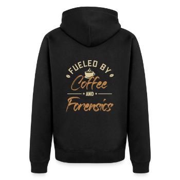 Fueled by Coffee and Forensics Science Forensic - Unisex Premium Organic Zip Hoodie - black - Back - Nico (187cm)