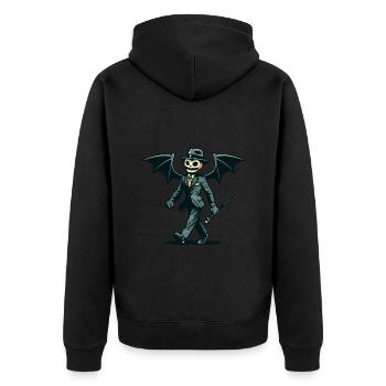 Witzige Halloween Party Gruselige Spooky Saison - Unisex Premium Bio Zip Hoodie - Schwarz - Hinten - Nico (187cm)