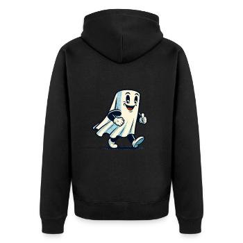 Funny Vintage Ghost Retro Art Style - Unisex Premium Organic Zip Hoodie - black - Back - Nico (187cm)