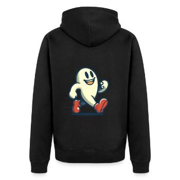 Funny Vintage Ghost Retro Art Style - Unisex Premium Organic Zip Hoodie - black - Back - Nico (187cm)