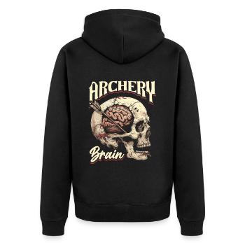 Bogenschießen Bogensport Bogenschütze - Unisex Premium Bio Zip Hoodie - Schwarz - Hinten - Nico (187cm)