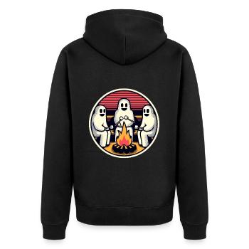 Ghosts at the campfire campsite Lustige - Unisex Premium Organic Zip Hoodie - black - Back - Nico (187cm)