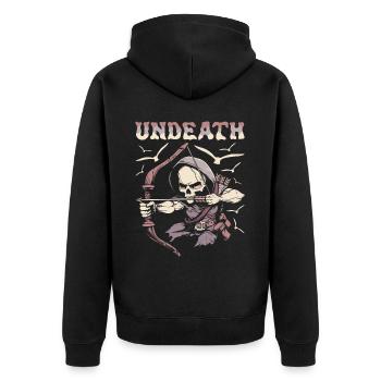 Bow Hunt Bow Hunter Skeleton Undeath - Unisex Premium Organic Zip Hoodie - black - Back - Nico (187cm)