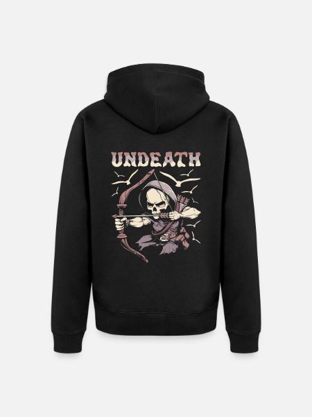 Bogenjagd Bogenjäger Skelett Undeath - Unisex Premium Bio Zip Hoodie - Schwarz