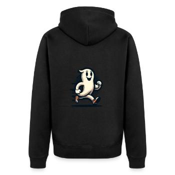 Lustiger Vintage Geist Retro Kunst Stil - Unisex Premium Bio Zip Hoodie - Schwarz - Hinten - Nico (187cm)