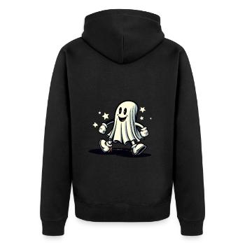 Funny Vintage Ghost Retro Art Style Halloween - Unisex Premium Bio Zip Hoodie - Schwarz - Hinten - Nico (187cm)