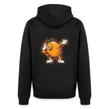 Lustiges Orangenfrucht Geschenk - Unisex Premium Bio Zip Hoodie - Schwarz - Hinten - Nico (187cm)