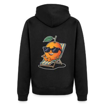 Lustiges Orangenfrucht Geschenk - Unisex Premium Bio Zip Hoodie - Schwarz - Hinten - Nico (187cm)