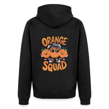 Lustiges Orangenfrucht Geschenk - Unisex Premium Bio Zip Hoodie - Schwarz - Hinten - Nico (187cm)