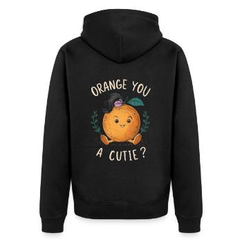 Lustiges Orangenfrucht Geschenk - Unisex Premium Bio Zip Hoodie - Schwarz - Hinten - Nico (187cm)