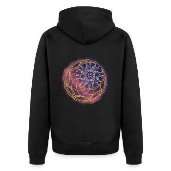Universum Sonne und Mond - Unisex Premium Bio Zip Hoodie - Schwarz - Hinten - Nico (187cm)