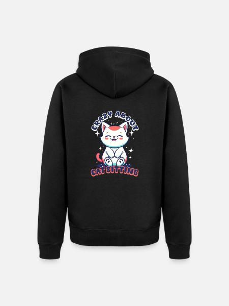Cat Sitter Crazy About Catsitting - Unisex Premium Organic Zip Hoodie - black